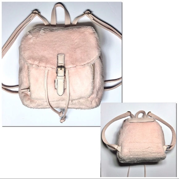 Handbags - Pink Faux Fur Mini Backpack in EUC